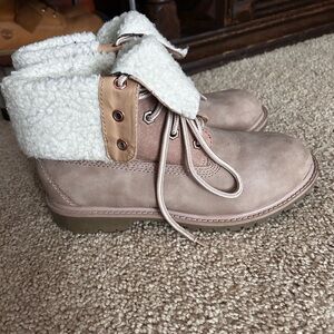 Women's rose gold combat Boots